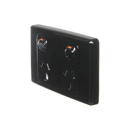 Clipsal 2000 Series 10A Double Power Point | Black | 2025-BK