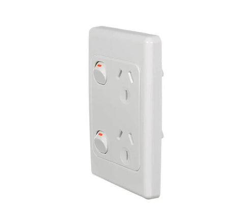 Clipsal 2000 Series 10A Double Vertical Power Point | White Electric | 2025V-WE