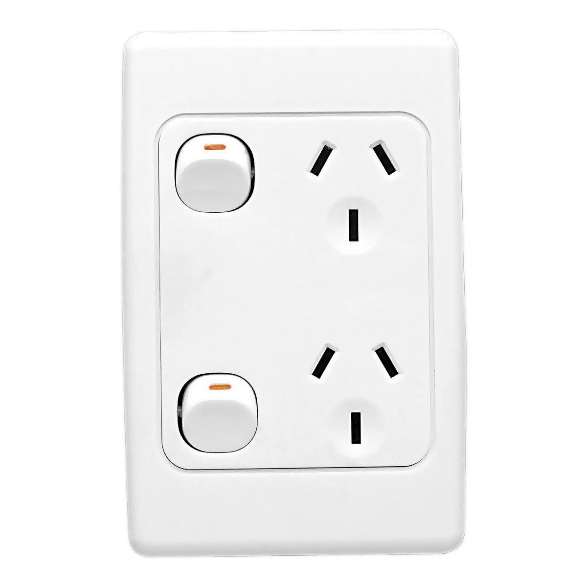 Clipsal 2025V-WE 2000 Series double vertical power point in White Electric – front view