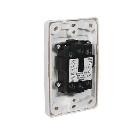 Clipsal 2000 Series 32A Double Pole Cooker Switch | White Electric | 2031D32-WE