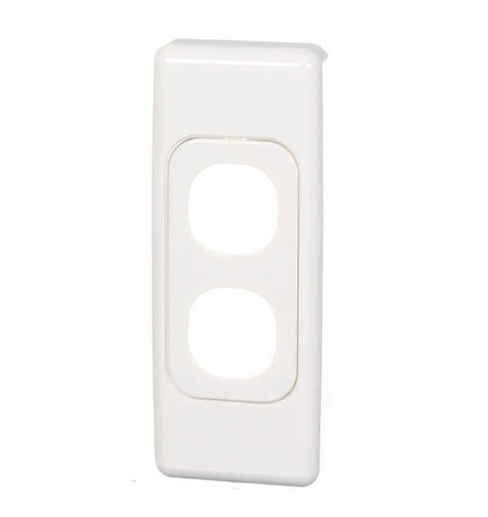 Clipsal 2000 Series 2 Gang Architrave Grid & Surround | White Electric | 2032-WE
