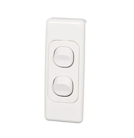Clipsal 2000 Series Architrave Switch 2 Gang, 250V, 10A | White Electric | 2032A-WE