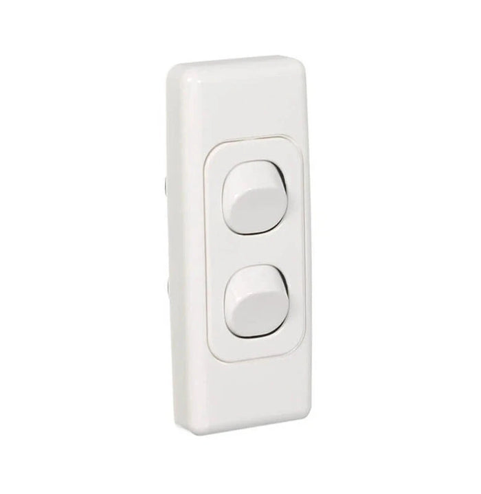 Clipsal 2000 Series Architrave Switch 2 Gang, 250V, 10A | White Electric | 2032A-WE