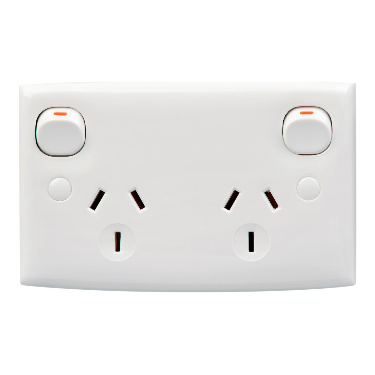 Clipsal 25D-WE Standard Series 10A double-pole double power point in White Electric, front view