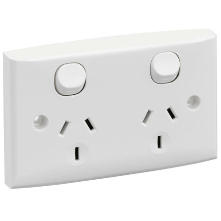 Clipsal Standard 10A Double Power Point with Shutters | White Electric | 25S-WE