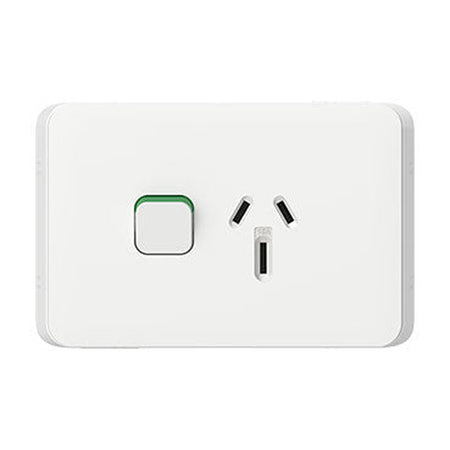 Clipsal Iconic Single Power Point 15A 250V Horizontal | Vivid White | 3015/15-VW