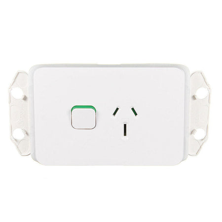 Clipsal Iconic Single Power Point 15A 250V Horizontal | Vivid White | 3015/15-VW