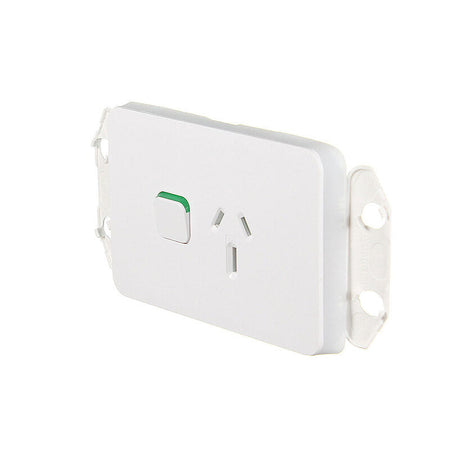 Clipsal Iconic Single Power Point 15A 250V Horizontal | Vivid White | 3015/15-VW