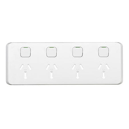 Clipsal Iconic Quad Power Point Skin, Horizontal Clip-On | Extra White | 3015/4C-XW