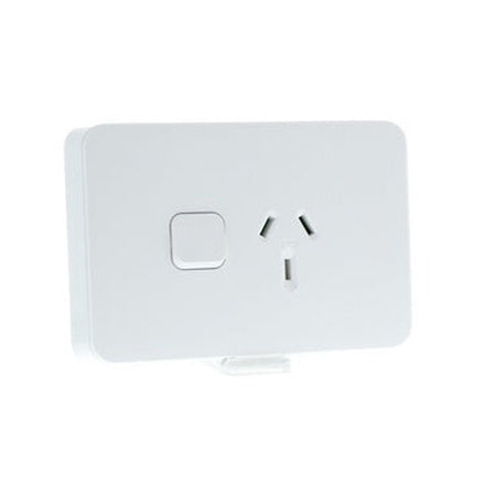 Clipsal Iconic Single Power Point 10A 250V Horizontal | Extra White | 3015-XW