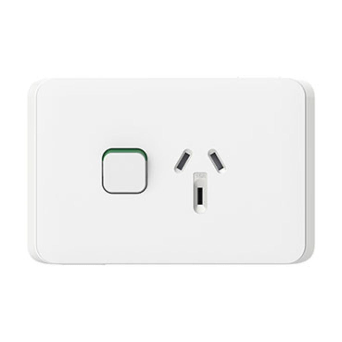 Clipsal Iconic 3015-XW Extra White single 10A power point front view
