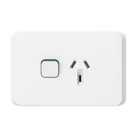 Clipsal Iconic 3015-XW Extra White single 10A power point front view