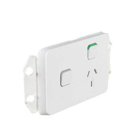 Clipsal Iconic 10A Single Power Point with Extra Switch | Vivid White | 3015XA-VW