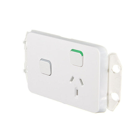 Clipsal Iconic 10A Single Power Point with Extra Switch | Vivid White | 3015XA-VW