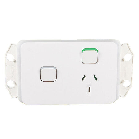 Clipsal Iconic 10A Single Power Point with Extra Switch | Vivid White | 3015XA-VW