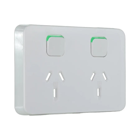 Clipsal Iconic Double Power Point Skin | Vivid White | 3025C-VW