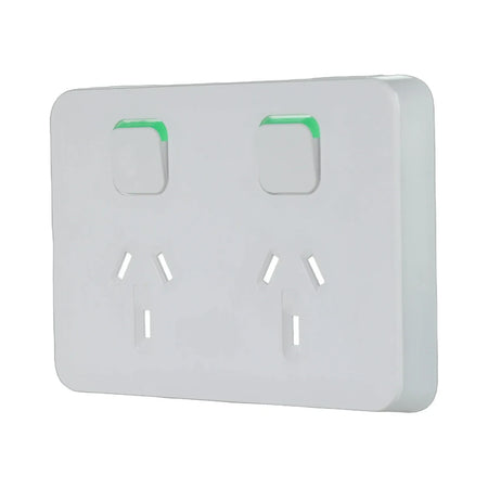 Clipsal Iconic Double Power Point Skin | Vivid White | 3025C-VW