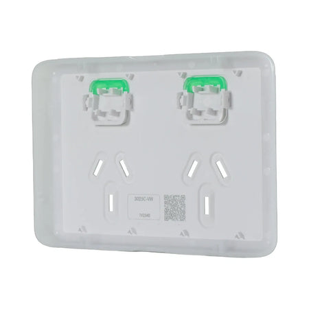 Clipsal Iconic Double Power Point Skin | Vivid White | 3025C-VW