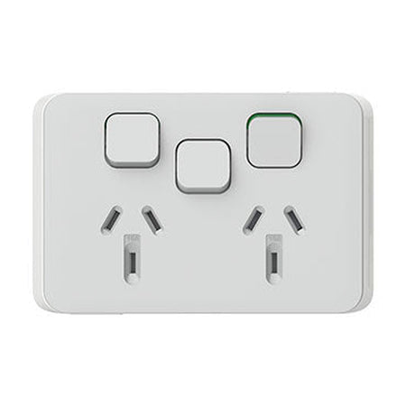 Clipsal Iconic Double Power Point Skin with Extra Switch | Cool Grey | 3025XC-CY