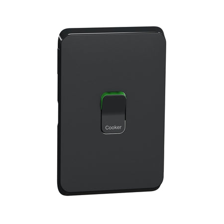 Clipsal Iconic Cooker Switch Skin | Extra Black | 3041-45C-XB