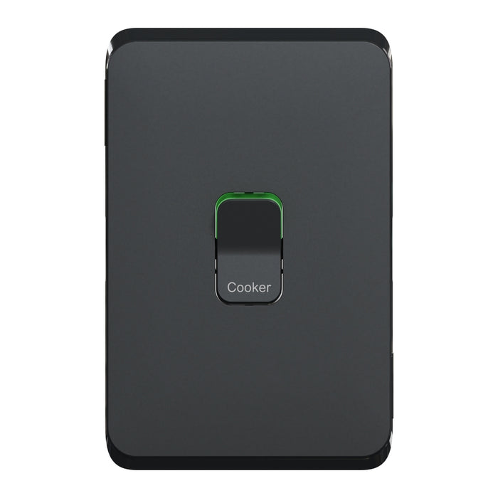 Clipsal Iconic Cooker Switch Skin | Extra Black | 3041-45C-XB