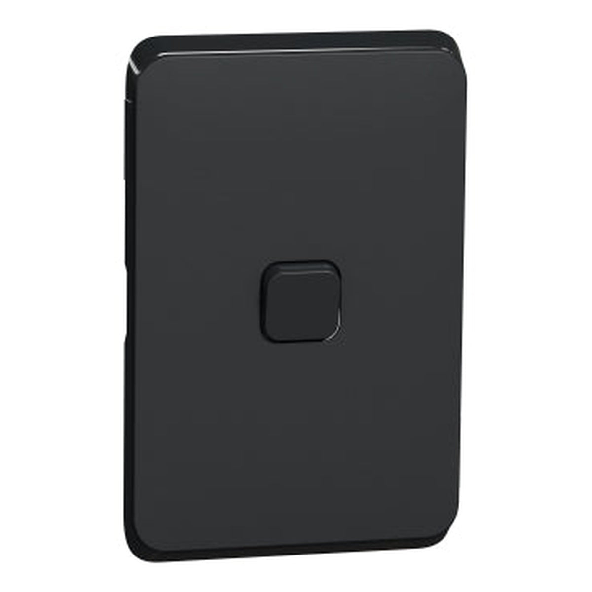 Clipsal Iconic 3041C-XB 1 gang switch plate skin in Extra Black, angled front view
