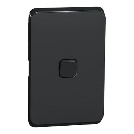 Clipsal Iconic 3041C-XB 1 gang switch plate skin in Extra Black, angled front view