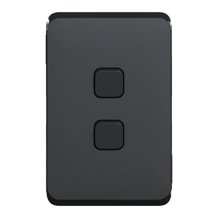 Clipsal Iconic 2 Gang Switch Plate Skin Horizontal/Vertical | Extra Black | 3042C-XB