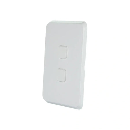 Clipsal Iconic Switch Plate Skin 2 Gang, Horizontal/Vertical Mount, Clip-On | Extra White | 3042C-XW