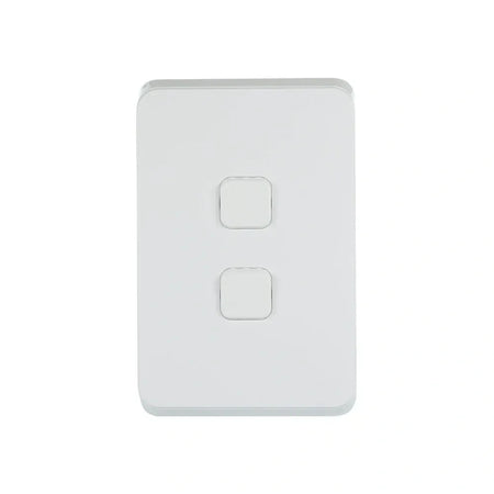Clipsal Iconic Switch Plate Skin 2 Gang, Horizontal/Vertical Mount, Clip-On | Extra White | 3042C-XW