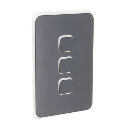 Clipsal Iconic 3 Gang Switch Plate Skin | Anthracite | 3043C-AN