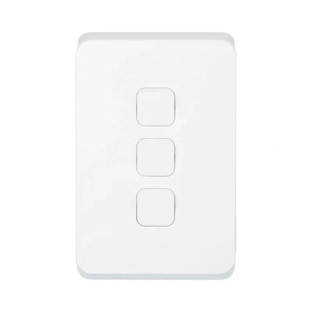 Clipsal 3043C-XW Iconic three-gang switch skin Extra White, front view