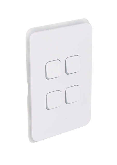 Clipsal Iconic 4 Gang Light Switch 10AX 1-Way/2-Way | Vivid White | 3044VA-VW