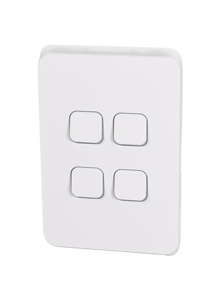 Clipsal Iconic 4 Gang Light Switch 10AX 1-Way/2-Way | Vivid White | 3044VA-VW