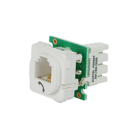 Clipsal Actassi Cat3 RJ11 Telephone Socket Mechanism | White Electric | 30RJ64SMT-WE