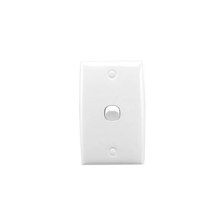 Clipsal 31VA-WE Standard Series 1 gang vertical light switch in White Electric – front view