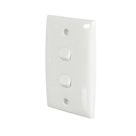 Clipsal Standard Series 2 Gang 10A Vertical Switch | White Electric | 32VA-WE