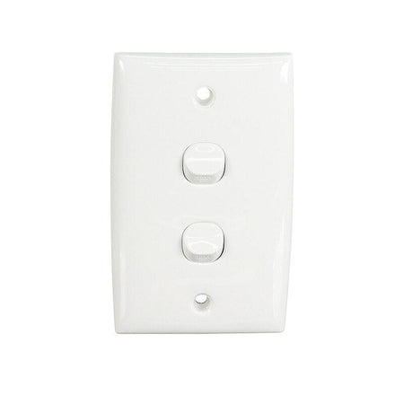 Clipsal Standard Series 2 Gang 10A Vertical Switch | White Electric | 32VA-WE