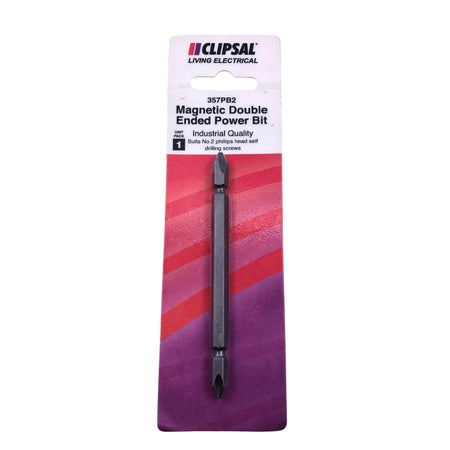 Clipsal 100mm Double-Ended Phillips No. 2 Power Drive Bit | Black | 357PB2