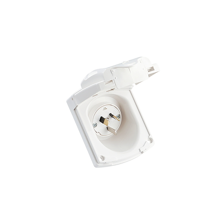 Clipsal Standard Series 3 Pin 15A 250V IP34 Weatherproof Socket Inlet | White Electric | 435VFS15-WE