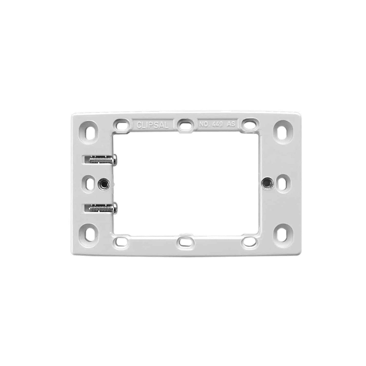 Clipsal 449AS-WE 10mm shallow mounting flange in White Electric with metal fixing inserts