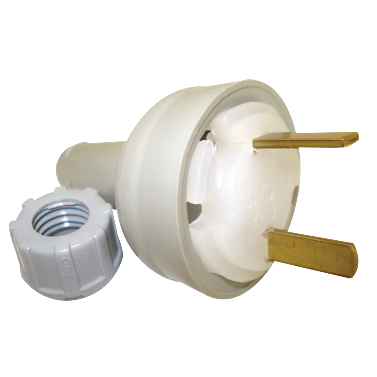 Clipsal 492/32-GY grey 15A 32V two-pin polarised straight plug with cable entry nut