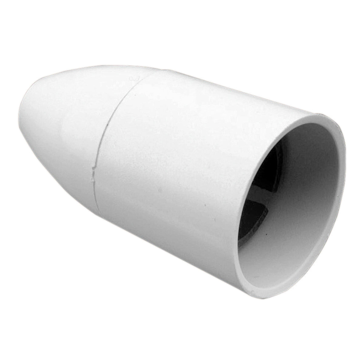 Clipsal 501-WE B22 cord grip lampholder in White Electric, angled view