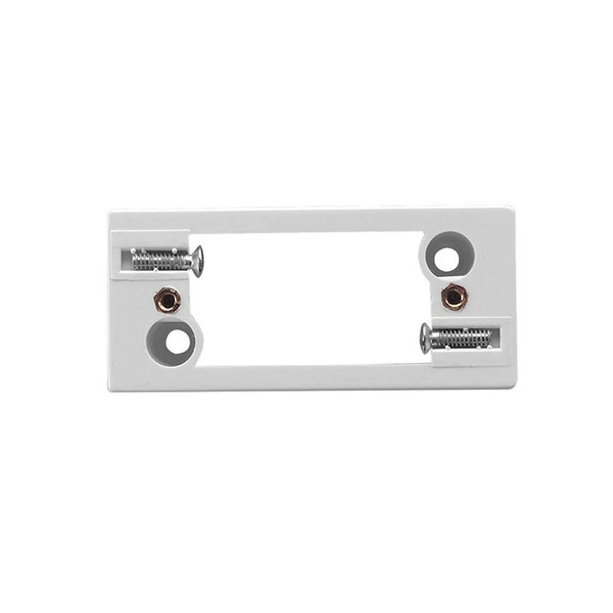 Clipsal 70/1-WE 1 gang architrave mounting block in White Electric, front view with fixing screws