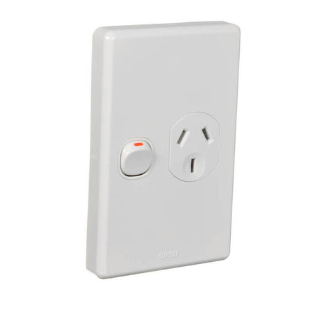 Clipsal Classic C2000 Single Vertical Power Point 10A | White Electric | C2015V-WE