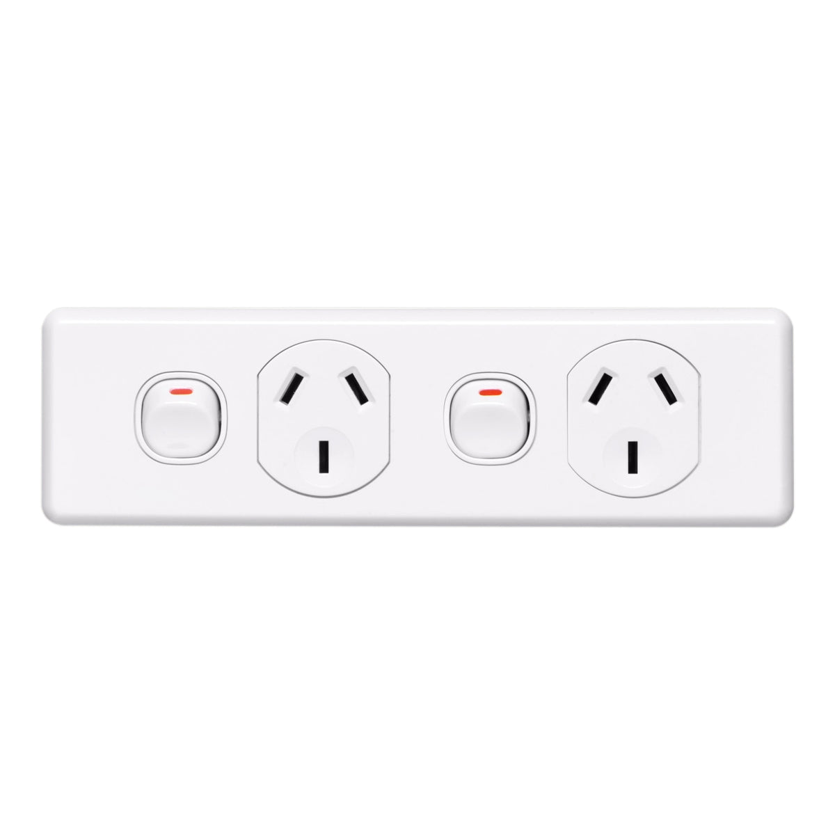 Clipsal C2016/2-WE Classic C2000 narrow double power point in White Electric, front view