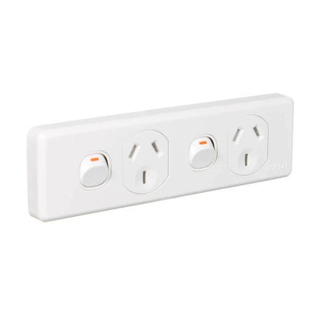 Clipsal Classic C2000 10A Narrow Double Power Point | White Electric | C2016/2-WE