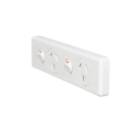 Clipsal Classic C2000 10A Narrow Double Power Point | White Electric | C2016/2-WE