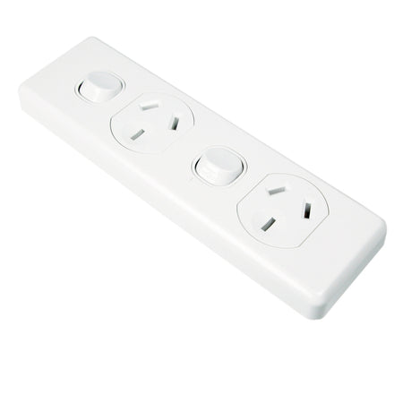 Clipsal Classic C2000 10A Narrow Double Power Point | White Electric | C2016/2-WE