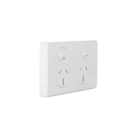 Clipsal Classic C2000 Double Power Point 15A, 250V, Horizontal | White Electric | C2025/15-WE